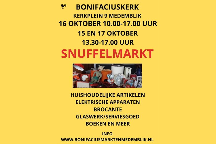 Komend weekend is het Snuffelmarkt in Bonifaciuskerk