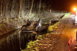 Auto op z&#39;n kop te water in Velsen-Noord