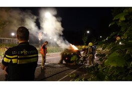 Hooibaal in brand op de Hoflanderweg