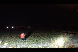 Hondje zwemt ijskoude sloot over en wordt door brandweer van weiland gered