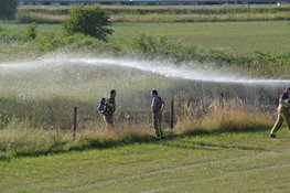 Brandweer blust brand in veld in Beverwijk