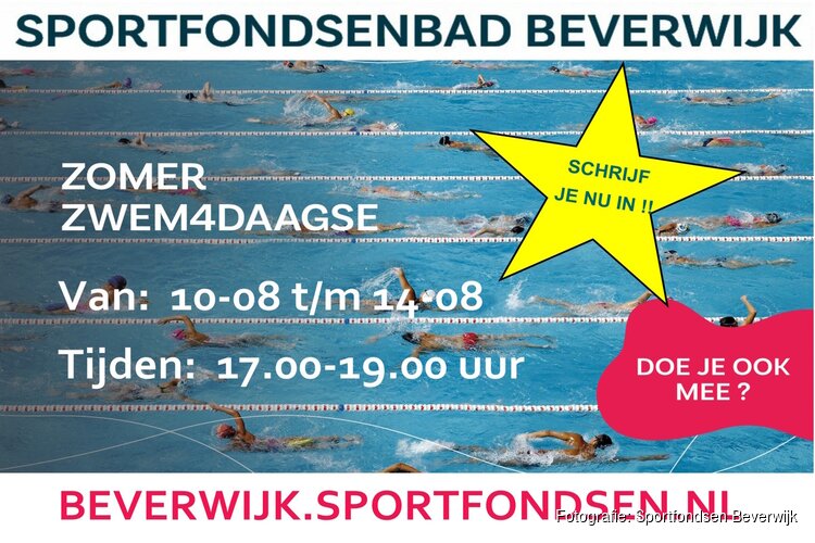 Het leukste en sportiefste zwemevenement voor de hele familie! De Zomer Zwem4daagse!