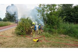 Rookontwikkeling bij brand in bosjes in Beverwijk